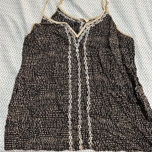Women's Black and Cream Spaghetti strap Top